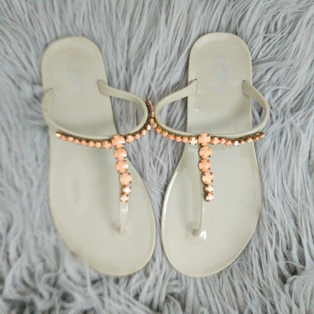 LOFT Jeweled Thong Sandals Coral Bronze Size 7